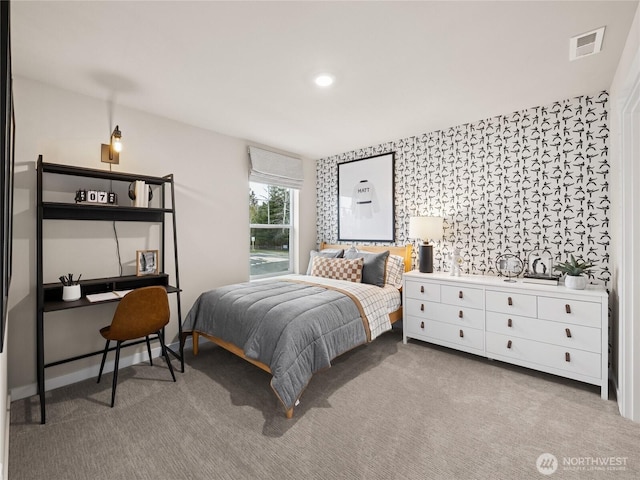 11455 SE 84th St Unit 43, Newcastle, WA 98056 - carpeted bedroom featuring wallpapered walls