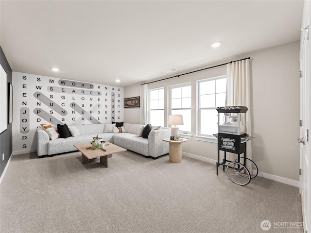 11455 SE 84th St Unit 43, Newcastle, WA 98056 - living area featuring carpet, baseboards, and recessed lighting