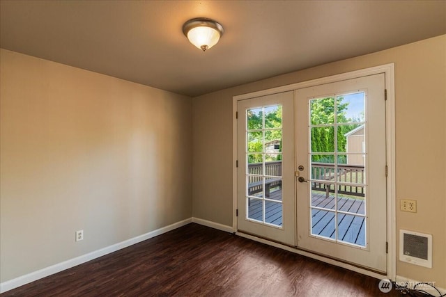 3270 Pine St, Longview, WA 98632 - entryway featuring french doors, dark wood finished floors, and heating unit