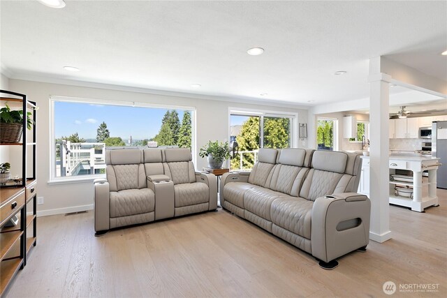 3415 Garden Ave N, Renton, WA 98056 - living area featuring healthy amount of natural light, light wood-type flooring, recessed lighting, and baseboards