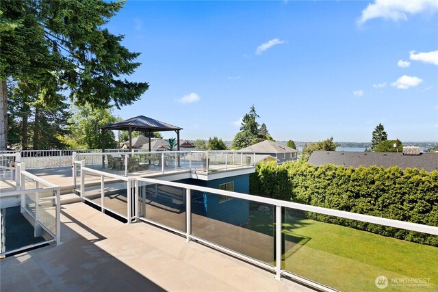 3415 Garden Ave N, Renton, WA 98056 - view of patio / terrace with a gazebo and a balcony