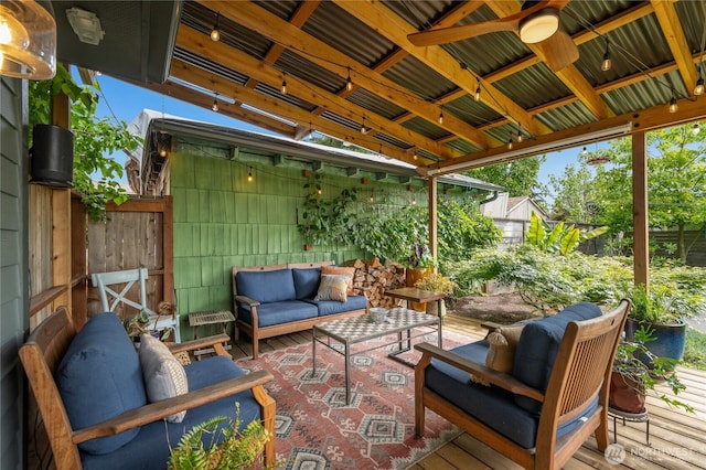 11008 2nd Ave S, Seattle, WA 98168 - view of patio featuring an outdoor hangout area and ceiling fan
