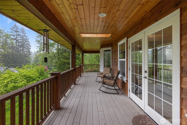 deck featuring french doors