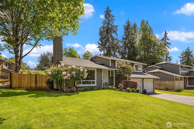 split level home with driveway and an attached garage