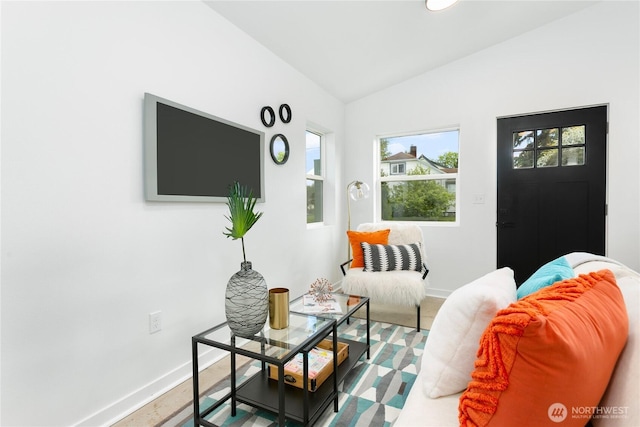 2805 S 11th St, Tacoma, WA 98405 - sitting room with vaulted ceiling, baseboards, and wood finished floors