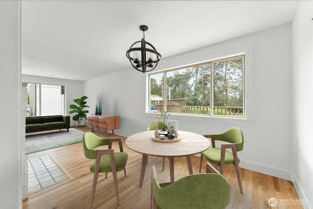 11242 Fremont Ave N Unit B, Seattle, WA 98133 - dining room featuring a chandelier and light wood-style floors