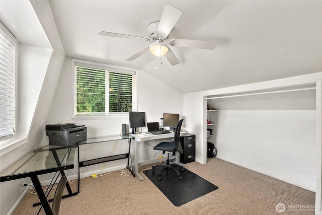 1812 5th St SE, Puyallup, WA 98372 - carpeted office with a ceiling fan and vaulted ceiling