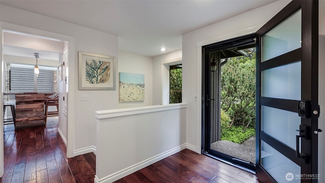 4017 239th Pl SE, Sammamish, WA 98029 - entryway with dark wood-style flooring, baseboards, and recessed lighting