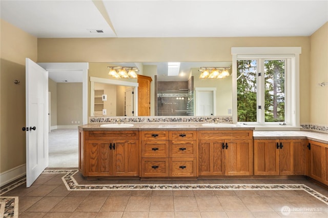 4155 212th Way SE, Sammamish, WA 98075 - full bathroom featuring tile patterned floors, a stall shower, and double vanity