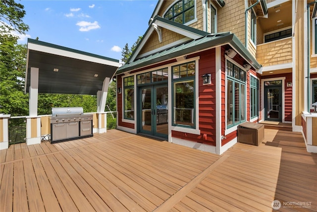 4155 212th Way SE, Sammamish, WA 98075 - wooden terrace with french doors and grilling area