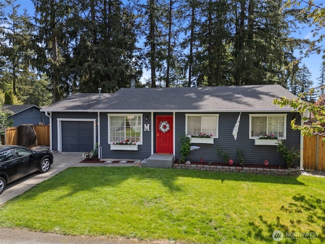 single story home with an attached garage and concrete driveway