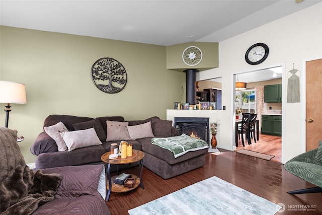 living area featuring wood finished floors