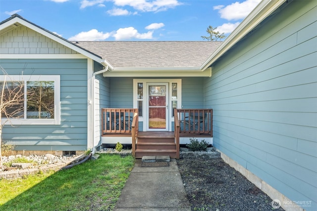 626 Duck Lake Dr SE, Ocean Shores, WA 98569 - property entrance featuring a shingled roof and a porch