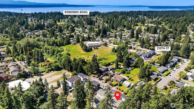 8008 222nd St SW, Edmonds, WA 98026 - aerial view of property's location featuring a nearby body of water and nearby suburban area
