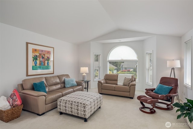805 E Pacificview Dr, Bellingham, WA 98229 - carpeted living area with vaulted ceiling