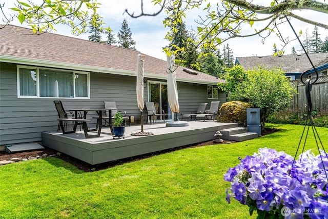 805 E Pacificview Dr, Bellingham, WA 98229 - rear view of property with a deck and roof with shingles