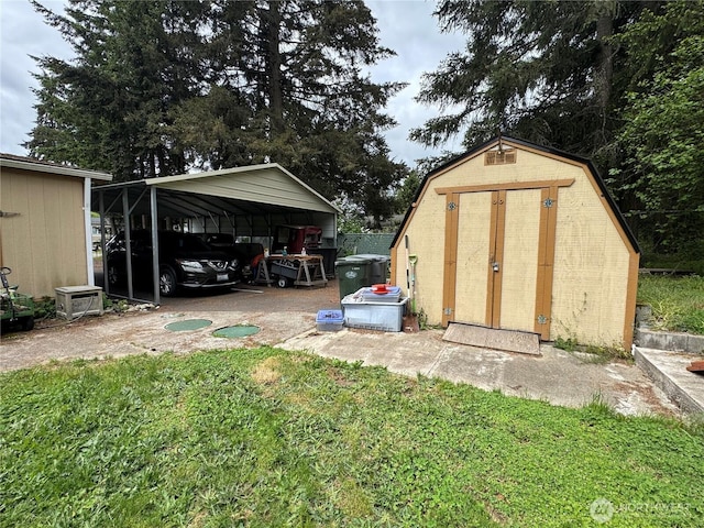 view of shed featuring a detached carport