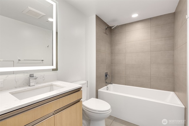 1808 Minor Ave Unit 301, Seattle, WA 98101 - full bathroom with toilet, tile patterned floors, vanity, and shower / bath combination
