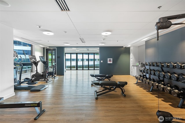 1808 Minor Ave Unit 301, Seattle, WA 98101 - exercise room featuring wood finished floors and expansive windows