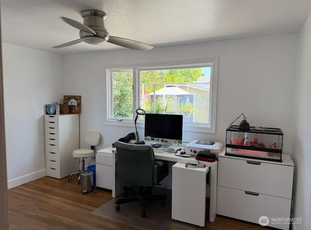 4808 38th Ave SW, Seattle, WA 98126 - home office featuring wood finished floors and a ceiling fan