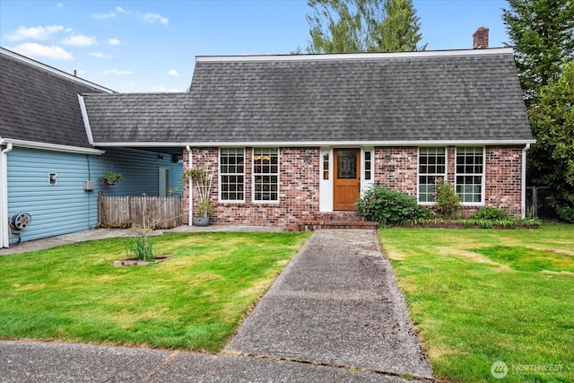 17910 Spruce Way, Lynnwood, WA 98037 - view of front facade with brick siding, a shingled roof, and a chimney