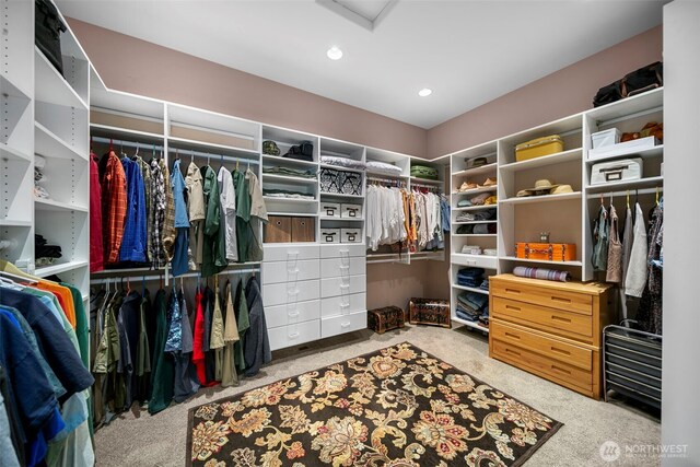2720 NW Cascade Ave, East Wenatchee, WA 98802 - walk in closet featuring carpet and attic access