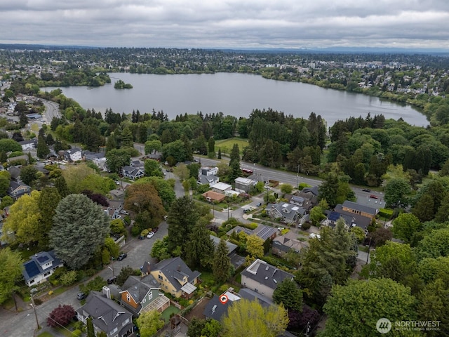 706 N 59th St, Seattle, WA 98103 - aerial overview of property's location with a large body of water and nearby suburban area