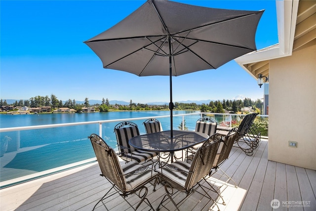 2815 211th Ave E, Lake Tapps, WA 98391 - wooden deck featuring a water view and outdoor dining space