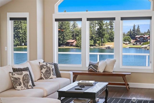 2815 211th Ave E, Lake Tapps, WA 98391 - living room with a water view and wood finished floors