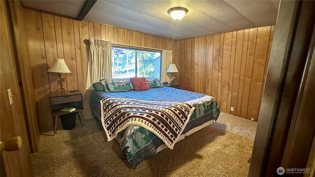 169 Twin Lakes Dr, Winthrop, WA 98862 - carpeted bedroom with wooden walls