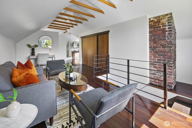 living area with wood-type flooring