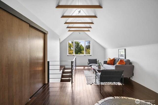 living area with dark wood finished floors