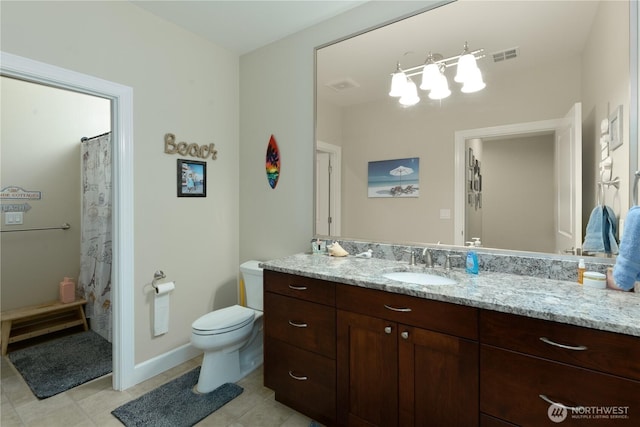 1109 Walker St, Port Angeles, WA 98363 - bathroom featuring vanity, toilet, and a shower with shower curtain