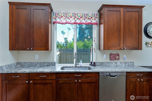 1109 Walker St, Port Angeles, WA 98363 - kitchen with a sink, dishwasher, and light stone countertops