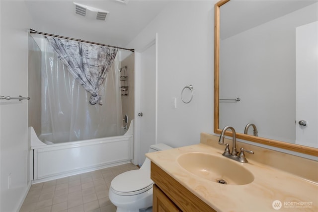 7412 E E St, Tacoma, WA 98404 - bathroom with vanity, shower / bath combo with shower curtain, and tile patterned floors