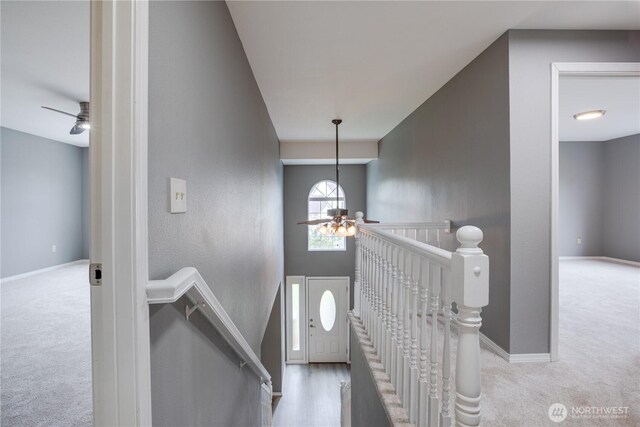 16016 NE 41st St, Vancouver, WA 98628 - stairway with ceiling fan, carpet flooring, and baseboards