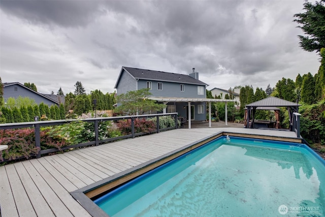 16016 NE 41st St, Vancouver, WA 98628 - outdoor pool featuring a gazebo and a deck