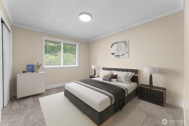16912 49th St E, Lake Tapps, WA 98391 - carpeted bedroom featuring crown molding, baseboards, and a closet