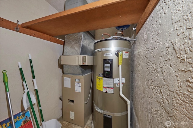utility room with water heater