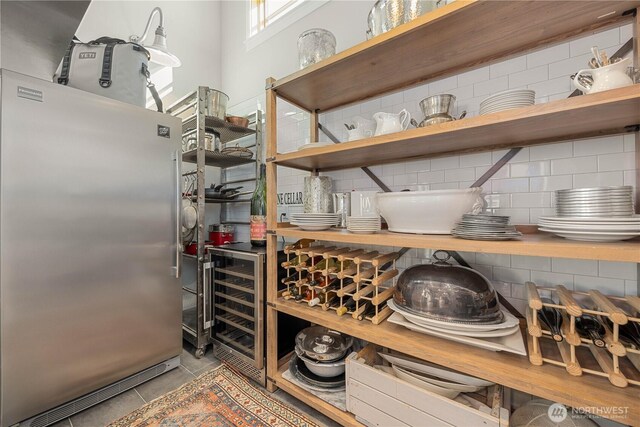 pantry with beverage cooler