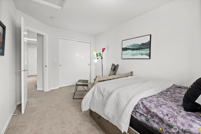 15017 46th Ave SE, Everett, WA 98208 - carpeted bedroom featuring baseboards, a closet, and attic access