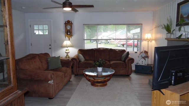 145 Collar Ave, Morton, WA 98356 - living room with wood finished floors and ceiling fan