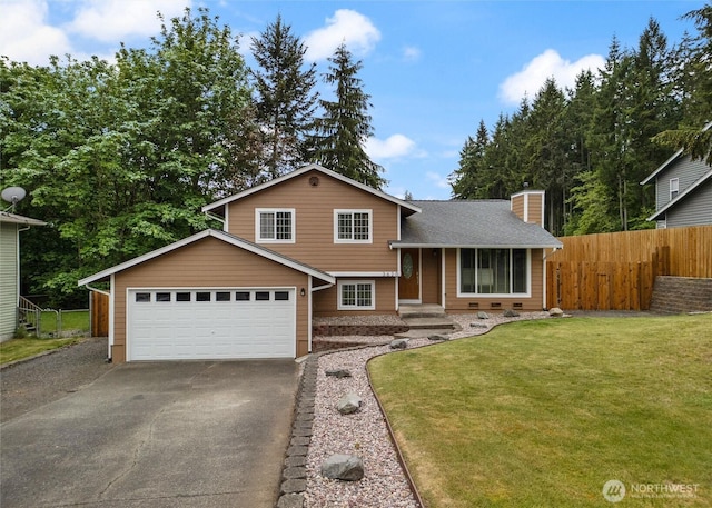 3620 Westminster Dr SE, Port Orchard, WA 98366 - tri-level home with asphalt driveway, a chimney, and a garage