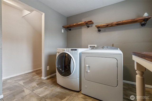 3620 Westminster Dr SE, Port Orchard, WA 98366 - laundry room featuring independent washer and dryer, baseboards, and light tile patterned floors