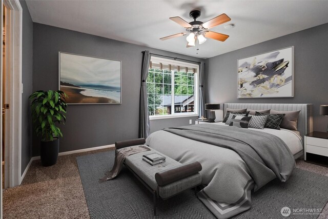 3620 Westminster Dr SE, Port Orchard, WA 98366 - bedroom with carpet flooring, baseboards, and ceiling fan