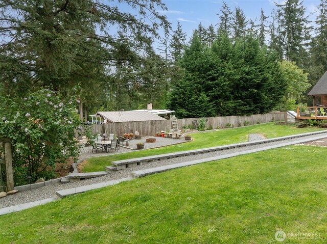 39800 224th Ave SE, Enumclaw, WA 98022 - view of yard with a patio area and a wooden deck