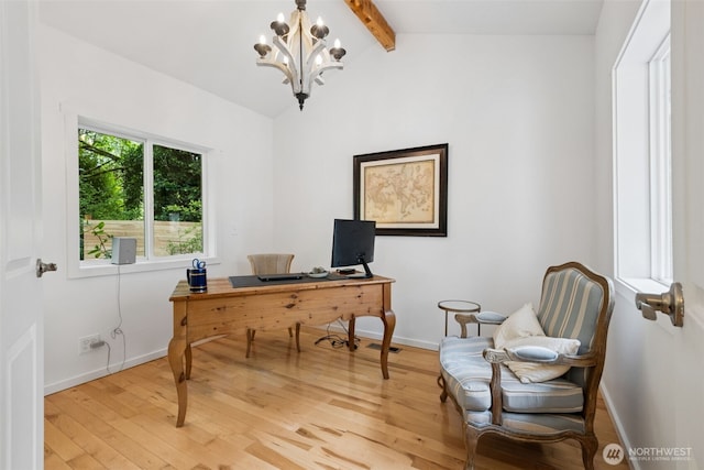 15715 249th Ave SE, Issaquah, WA 98027 - office area featuring a chandelier, light wood-style floors, and baseboards