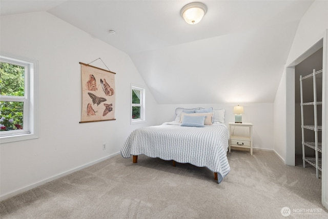 15715 249th Ave SE, Issaquah, WA 98027 - bedroom featuring lofted ceiling, multiple windows, carpet, and baseboards