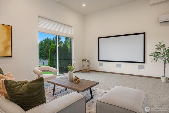 8553 NE Juanita Dr, Kirkland, WA 98034 - cinema with carpet, recessed lighting, and an AC wall unit