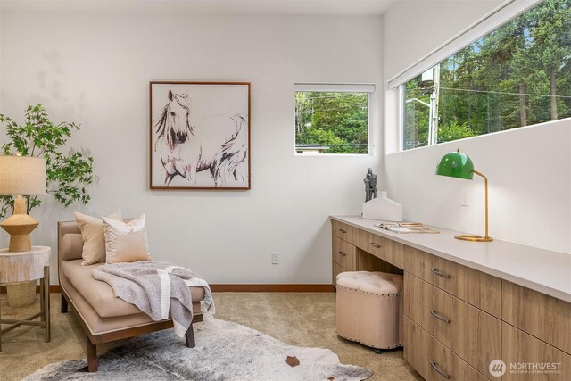 8553 NE Juanita Dr, Kirkland, WA 98034 - living area featuring light carpet and baseboards